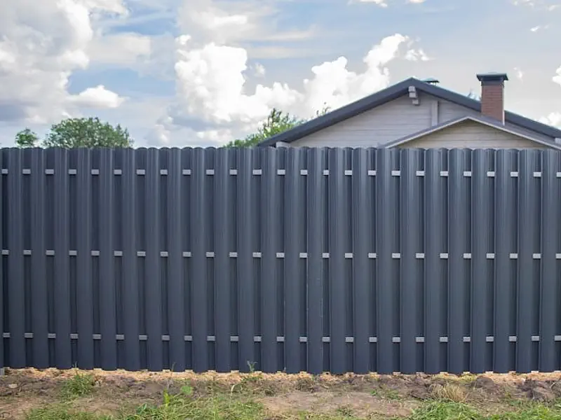 Забор из металлического штакетника графит в Москве
