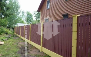 Забор из металлического штакетника на ленточном фундаменте 68 метров