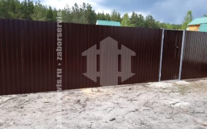 Забор из профнастила коричневый 48 метров