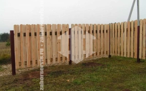 Забор деревянный штакетник шахматка 60 метров